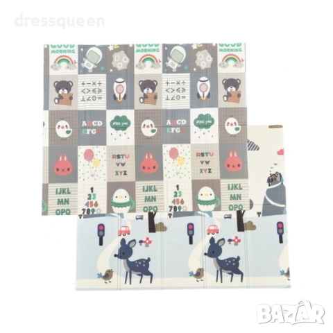 4850 Двулицева бебешка подложка за игра 180х200 см, нетоксична XPE пяна, 1 см дебелина