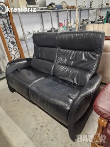  Диван Естествена Кожа с Релаксиращ Механизъм-внос от Германия!, снимка 2 - Дивани и мека мебел - 49021998