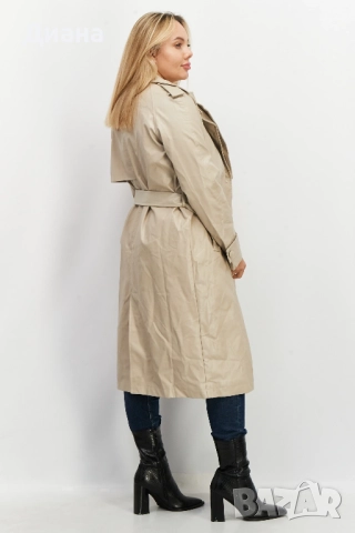 Кожен бежов тренч Forever 21, снимка 4 - Палта, манта - 52035514