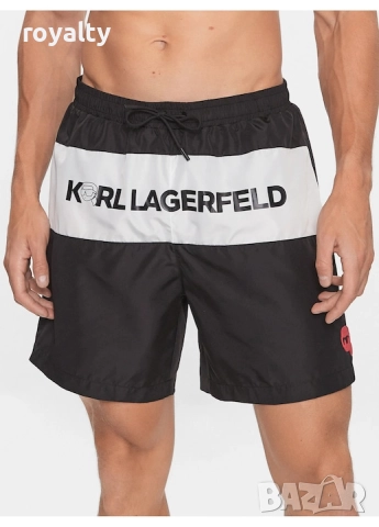 Karl Lagerfeld Оригинален Мъжки Бански, 100% Полиестер, Черен, снимка 3 - Спортни дрехи, екипи - 52687694