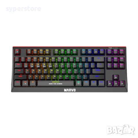 Клавиатура Геймърска Безжична и USB Marvo KG953W Черна 87keys Rainbow Подсветка Механична 