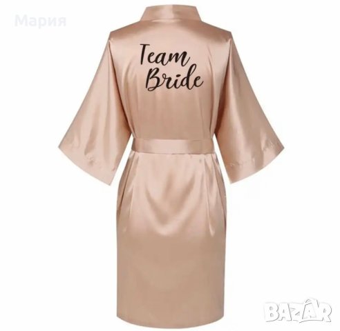 Bridesmaid златен сатенен халат за Шаферки, снимка 4 - Нощници - 40411255