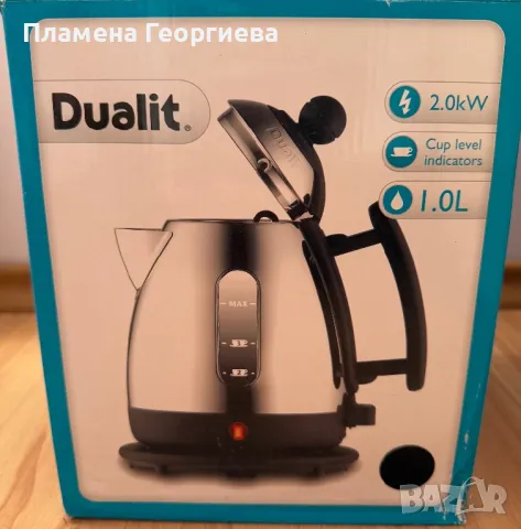 Електрическа Автентична Кана За Топла Вода Dualit 1L, снимка 4 - Кани - 48238184