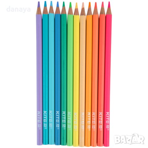 3866 Цветни моливи KITE, 12 пастелни цвята, снимка 2 - Ученически пособия, канцеларски материали - 41713522