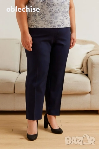 Дълъг класически дамски макси панталон в тъмно син цвят, снимка 3 - Панталони - 37325238