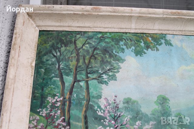 Стара картина масло върху картон, снимка 4 - Картини - 41002182