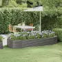 vidaXL Градинска повдигната леха поцинкована стомана сиво, снимка 2