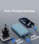 Светлосин Power Bank JUOVI 10000mAh  22.5W Type-C кабели в цвета с LCD дисплей, снимка 2
