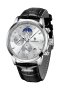 Lige Design Silver Black 8953 Луксозен мъжки кварцов часовник с кожена каишка, снимка 1 - Мъжки - 40874648