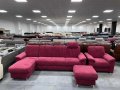 Червен диван от плат с лежанка ф-я сън,фотьойл, табуретка "ZE-EM09003", снимка 1 - Дивани и мека мебел - 39971489