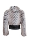 Дамско кожено яке 4084 със сив и черен пух., снимка 3