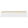 vidaXL Стенен рафт за чекмеджета, дъб и бяло, 60x23,5x10 см, MDF, снимка 6
