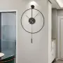 Модерен стенен часовник HAITANG с махало, безшумен, 50 см, черен, снимка 6