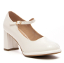Дамски обувки тип "Мери Джейн"  в бяло 