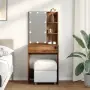 vidaXL Тоалетка с LED осветление, старо дърво, 60x40x140 см, снимка 3
