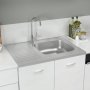 Кухненска мивка със сифон, сребриста, 800x600x155 мм, инокс, снимка 1 - Мивки - 42559149