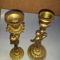 бронзови барокови свещници с фигури, снимка 7 - Антикварни и старинни предмети - 39699290