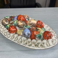 Декоративна порцеланова чиния с плодове. №4630, снимка 7 - Антикварни и старинни предмети - 42520785