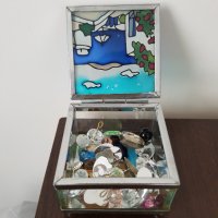 Стъклена кутия за бижута и стара Амфорка., снимка 2 - Антикварни и старинни предмети - 32699136