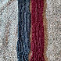 Два зимни шала цвят червен и петролен, снимка 1 - Шалове - 35693010