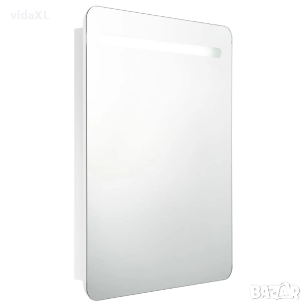 vidaXL LED шкаф с огледало за баня, сияйно бяло, 60x11x80 см(SKU:326509), снимка 1