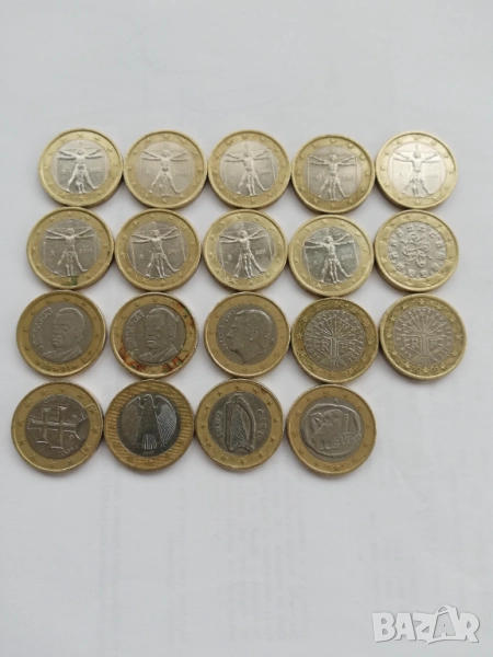 19 монети от 1 евро различни, снимка 1