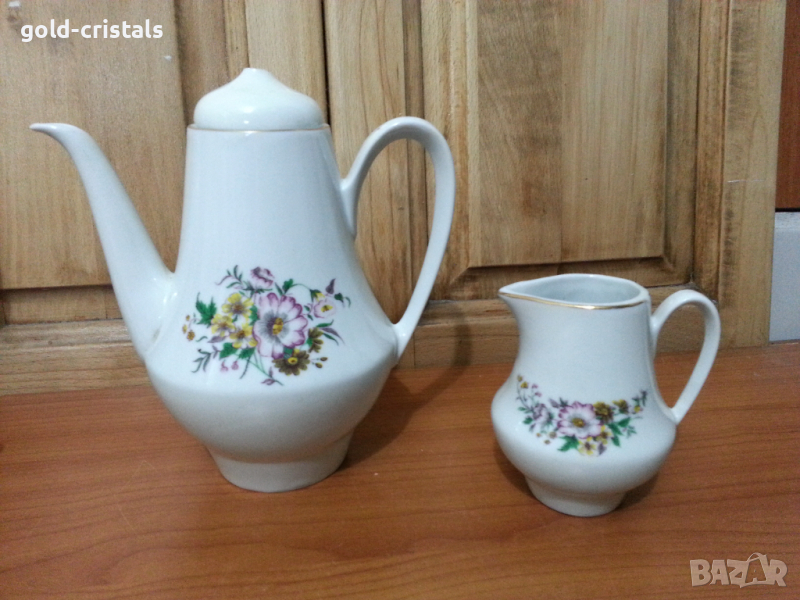 Стар български порцелан кана чайник латиера, снимка 1