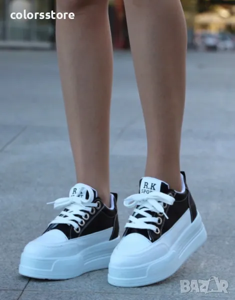 Кецове на платформа - бяло с черно - SDL90, снимка 1