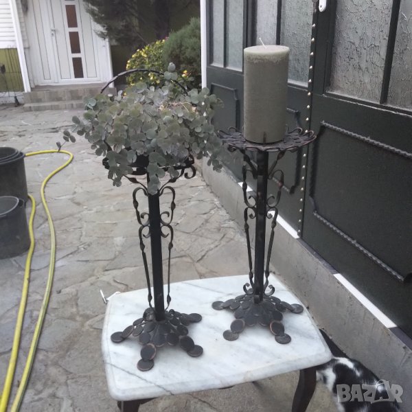 Ковано желязо лот свещник и цветарник , снимка 1