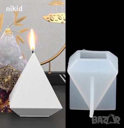 3D остра пирамида силиконов молд форма смола свещ шоколад гипс декор, снимка 1