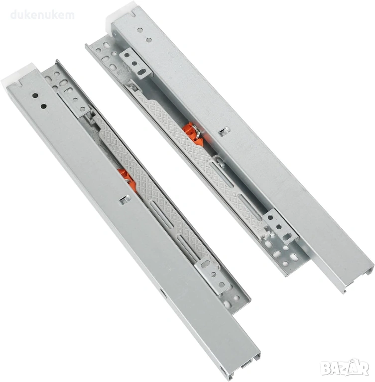 Комплект Долни водачи за чекмеджета с пълно изтегляне и плавно затваряне – 20 см, снимка 1
