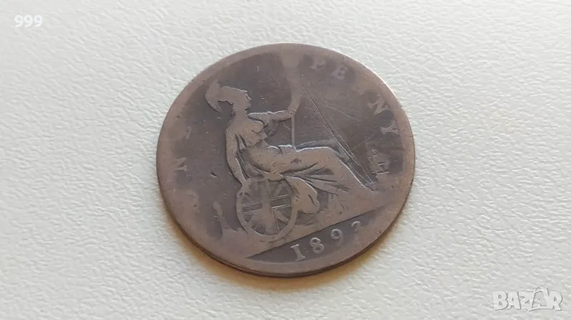 1 пени 1893 Великобритания, снимка 1