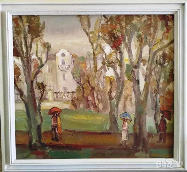 МИТКО ДИМИТРОВ СТАРА БЪЛГАРСКА МАСЛЕНА КАРТИНА - ЕСЕН В ПЛОВДИВ, снимка 1