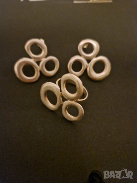 само днес Сребърен комплект обеци и пръстен, снимка 1