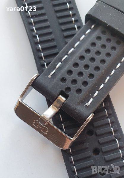 Черна силиконова каишка с бял конец 24мм., снимка 1