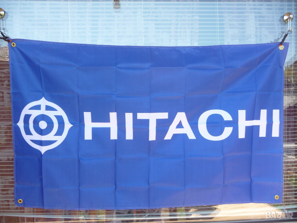 Hitachi знаме флаг Хитачи касетофони касетки видео ретро синьо музика касета декове аудио техника , снимка 1
