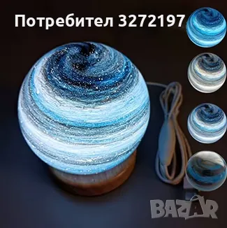 3D лунна стъклена лампа Планета с USB захранване,с бутон на кабела за смяна на цветовете, снимка 1