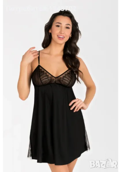 Луксозна дамска нощница в черен цвят INESSA K823 Gorsenia, снимка 1