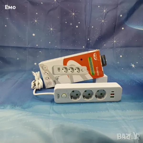 Разклонител 3 гнезда 2 бр usb,Type C 2500W

, снимка 1