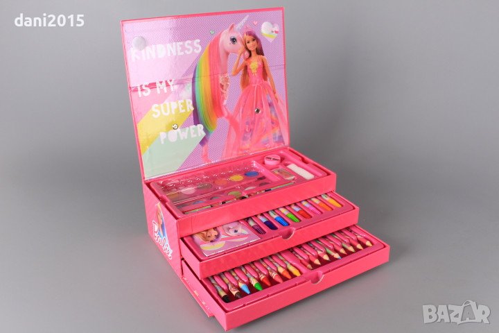 ✨Детски рисувателен комплект в триетажно куфарче Barbiе, снимка 1
