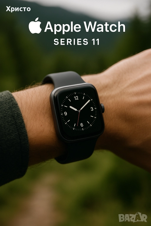НОВ!!! Apple Watch 11 GPS, Space Grey Aluminium 46mm, Black Sport Band - M/L , снимка 1