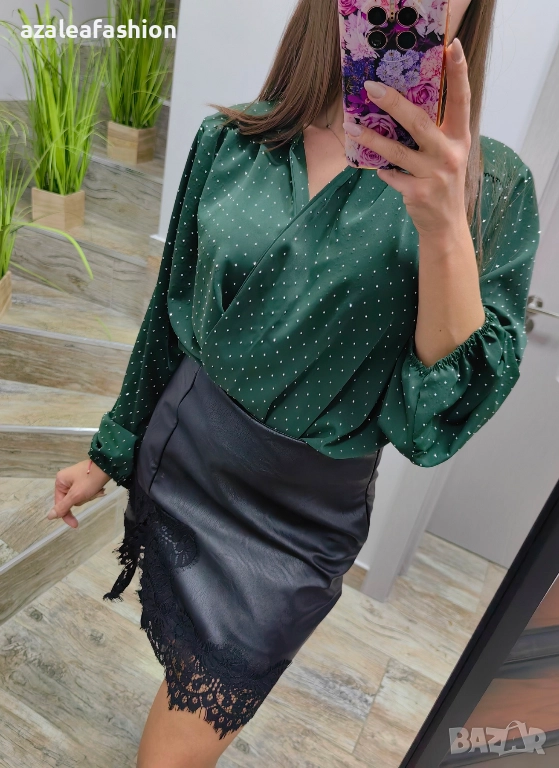 Дамски сет боди с кожена пола, снимка 1