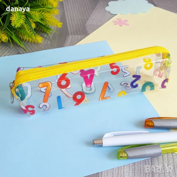 2358 Прозрачен несесер за училище с цветни картинки, снимка 1