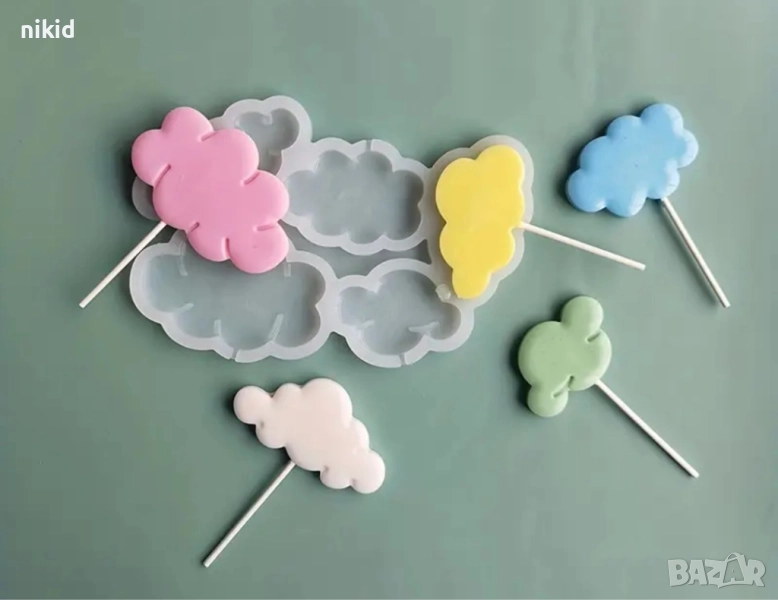 5 облака облак облаци облачета силиконов молд форма смола фондан близалки гипс декор, снимка 1