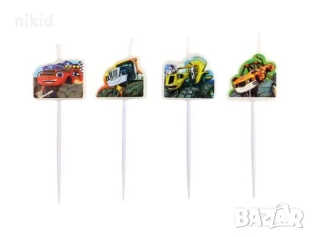 4 бр свещи Blaze Monster Machines Машините Пламъчко кола торта Рожден ден детско парти топери топер, снимка 1