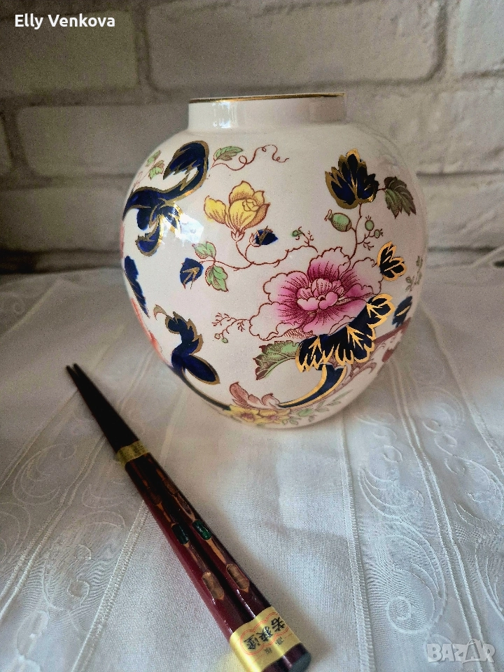 Порцеланова ваза Mason's с азиатски флорални мотиви, снимка 1