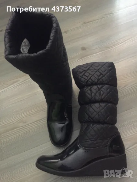 Дамски  ботуши  от естествена кожа , марка LACOSTE, нови, номер 38, цвят черен, равна подметка, снимка 1