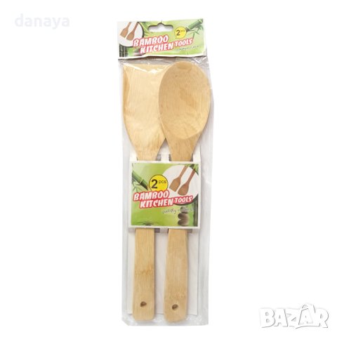 3914 Комплект бамбукови бъркалки прибори за готвене, 2 броя, снимка 2 - Прибори за хранене, готвене и сервиране - 41841500