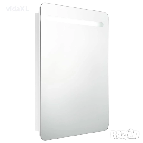vidaXL LED шкаф с огледало за баня, сияйно бяло, 60x11x80 см(SKU:326509), снимка 1