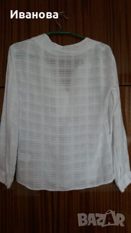 Бяла блуза с дълъг ръкав, снимка 5 - Ризи - 42674797